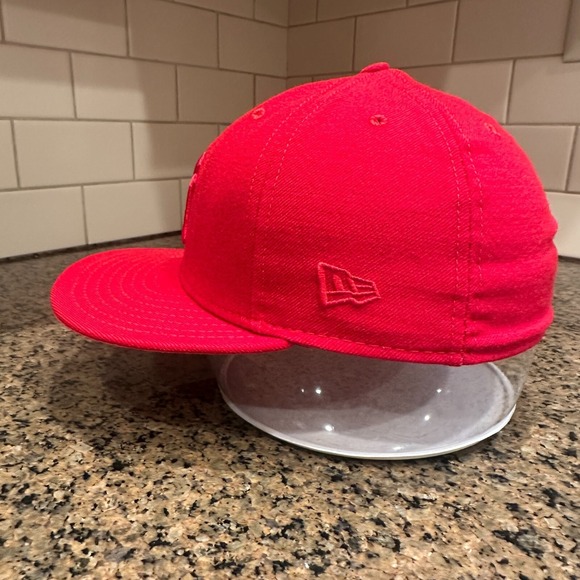 Vtg New York Yankees‎ New Era 59FIFTY Cap Hat 7 3/8 Red Wool Made in USA - Picture 3 of 11